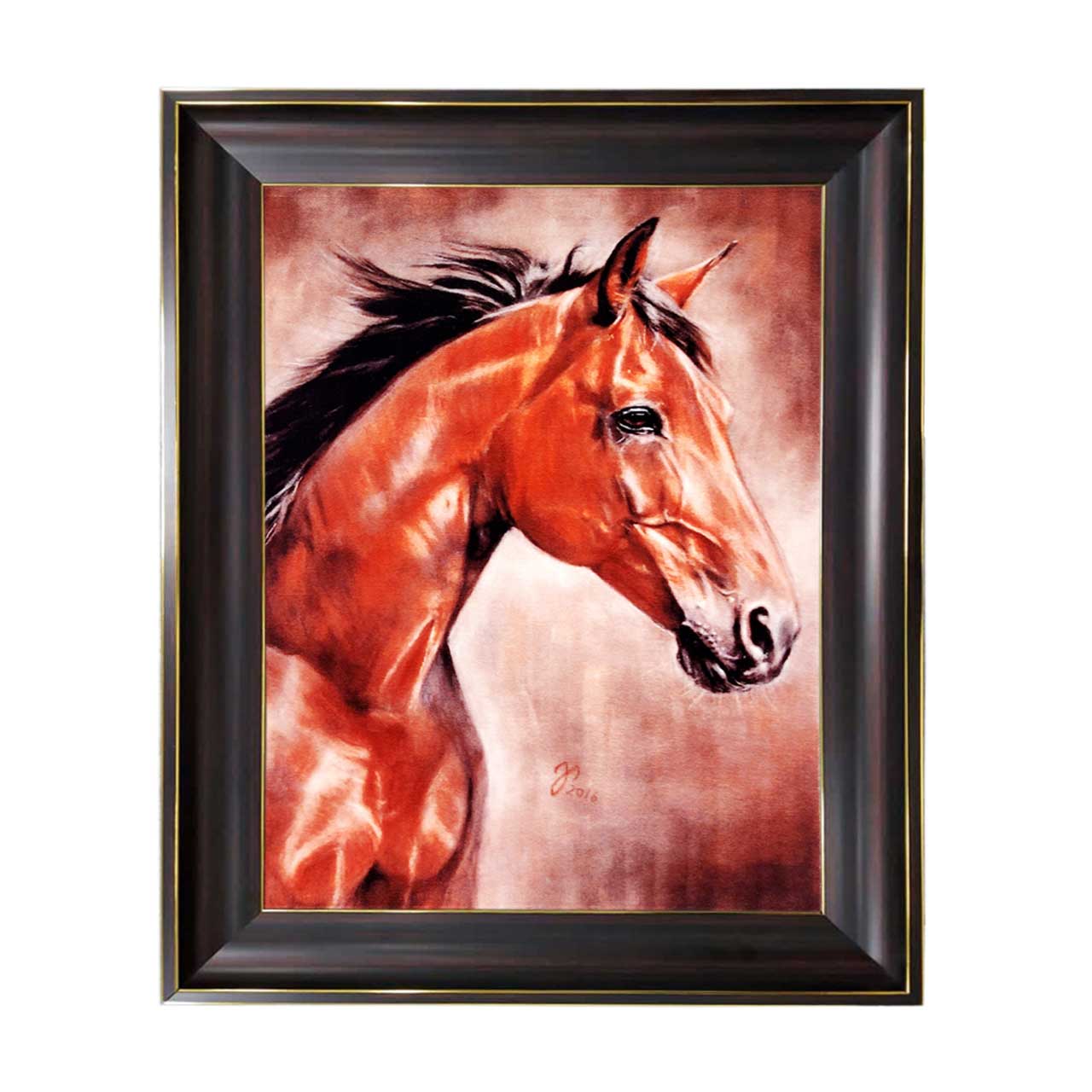 تابلو فرش چاپی طرح اسب کد 14315 سایز 70×50 سانتی متری