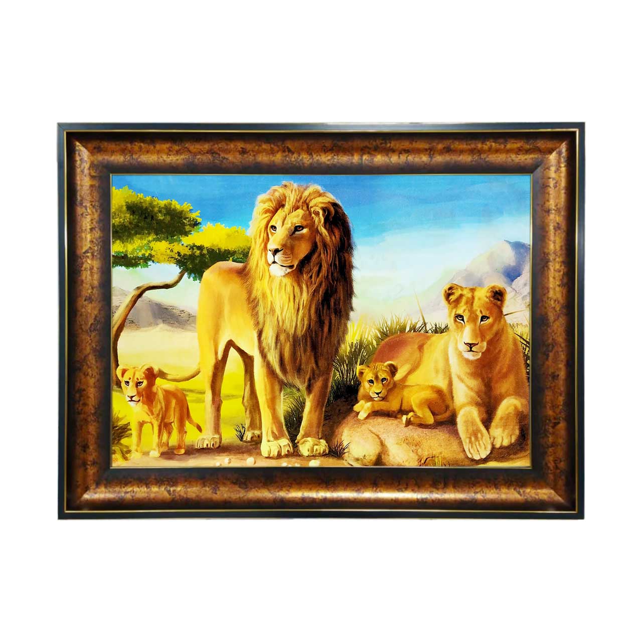 تابلو فرش چاپی طرح شیر کد 14019 سایز 50×35 سانتی متری