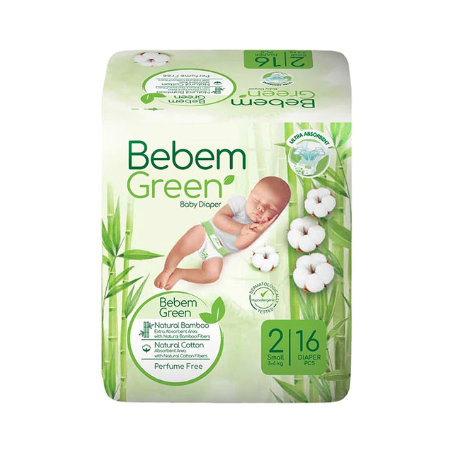 پوشک بچه ببم سبز سایز 2 بسته 16 عددی