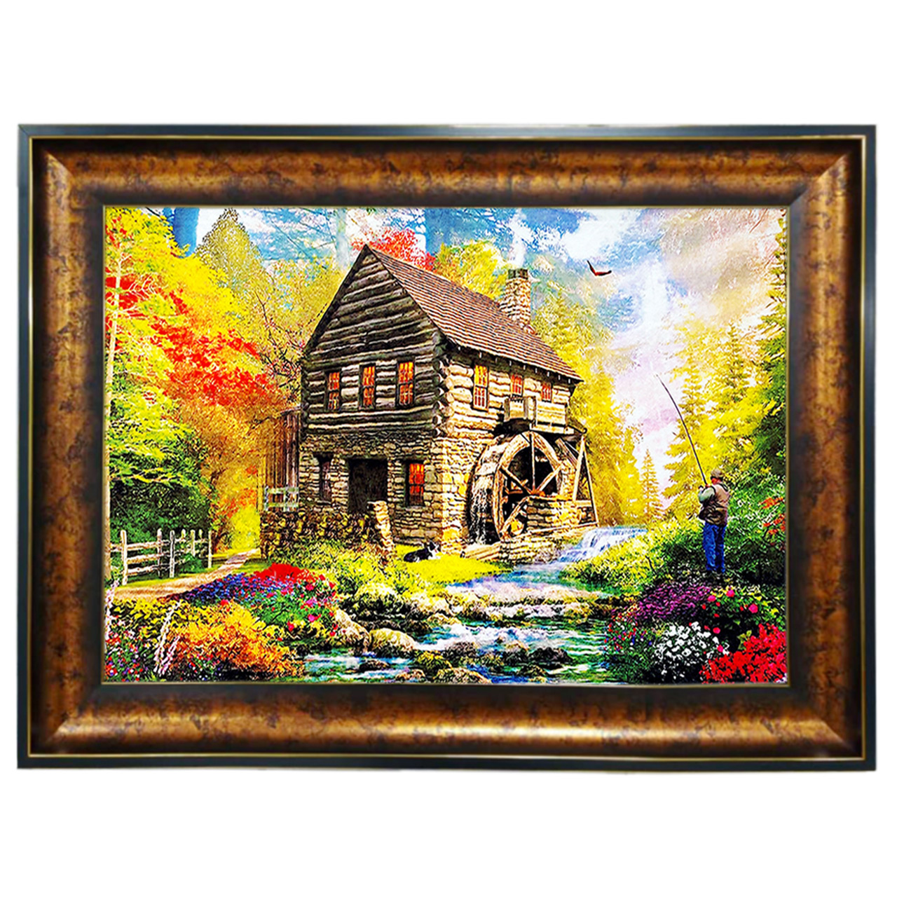 تابلو فرش چاپی طرح کلبه کد 10185 سایز 100×50 سانتی متری