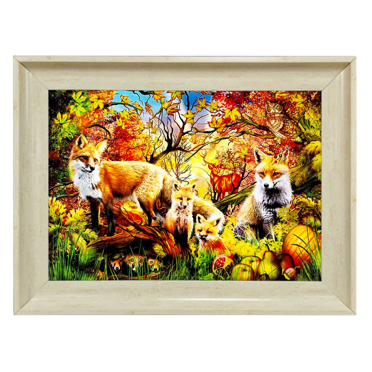 تابلو فرش چاپی طرح روباه کد 14053 سایز 70×50 سانتی متری