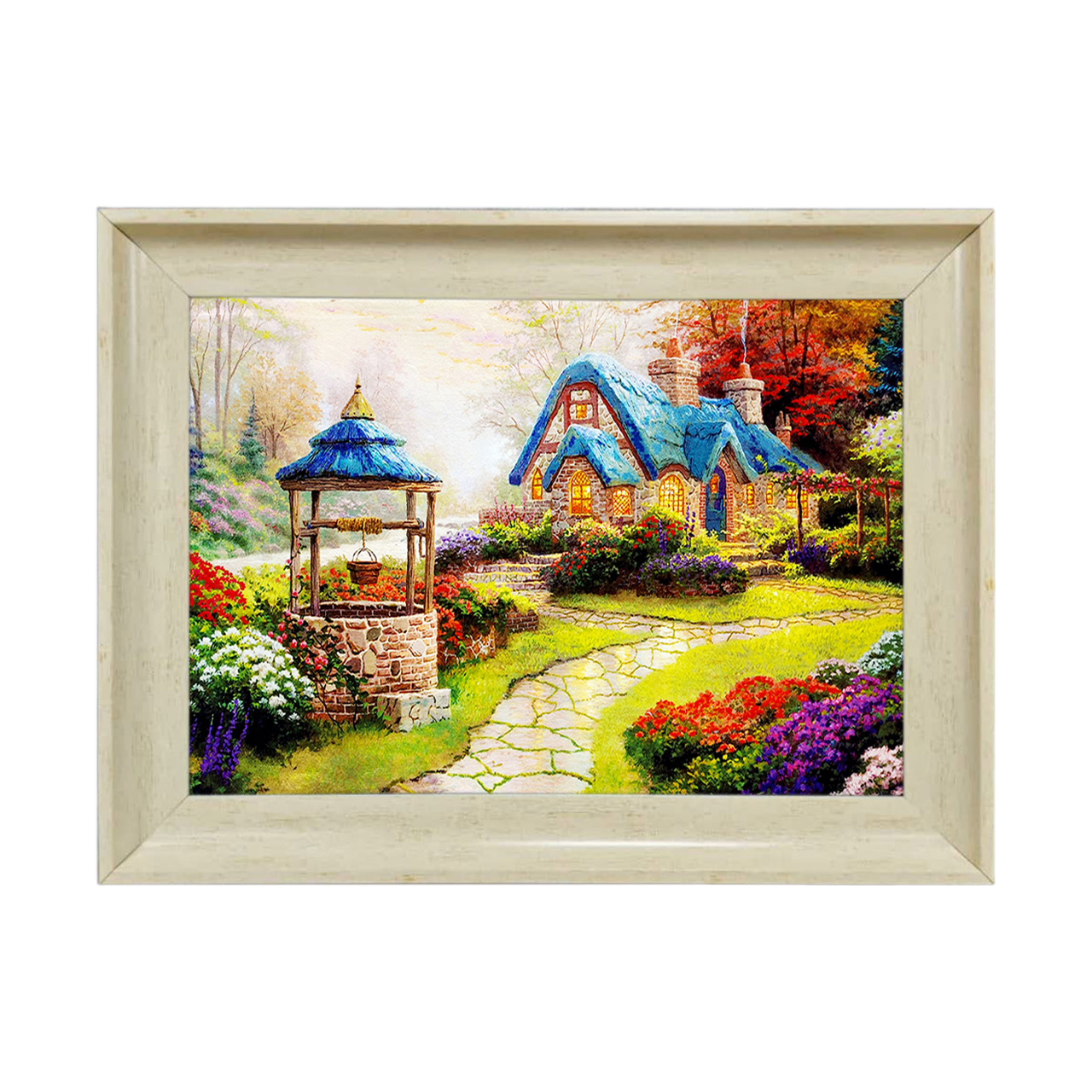 تابلو فرش چاپی طرح کلبه کد 10087 سایز 50×35 سانتی متری