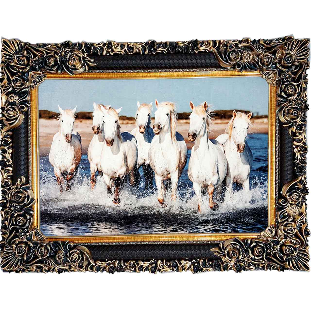 تابلو فرش چاپی طرح اسب کد 14048 سایز 100×70 سانتی متری