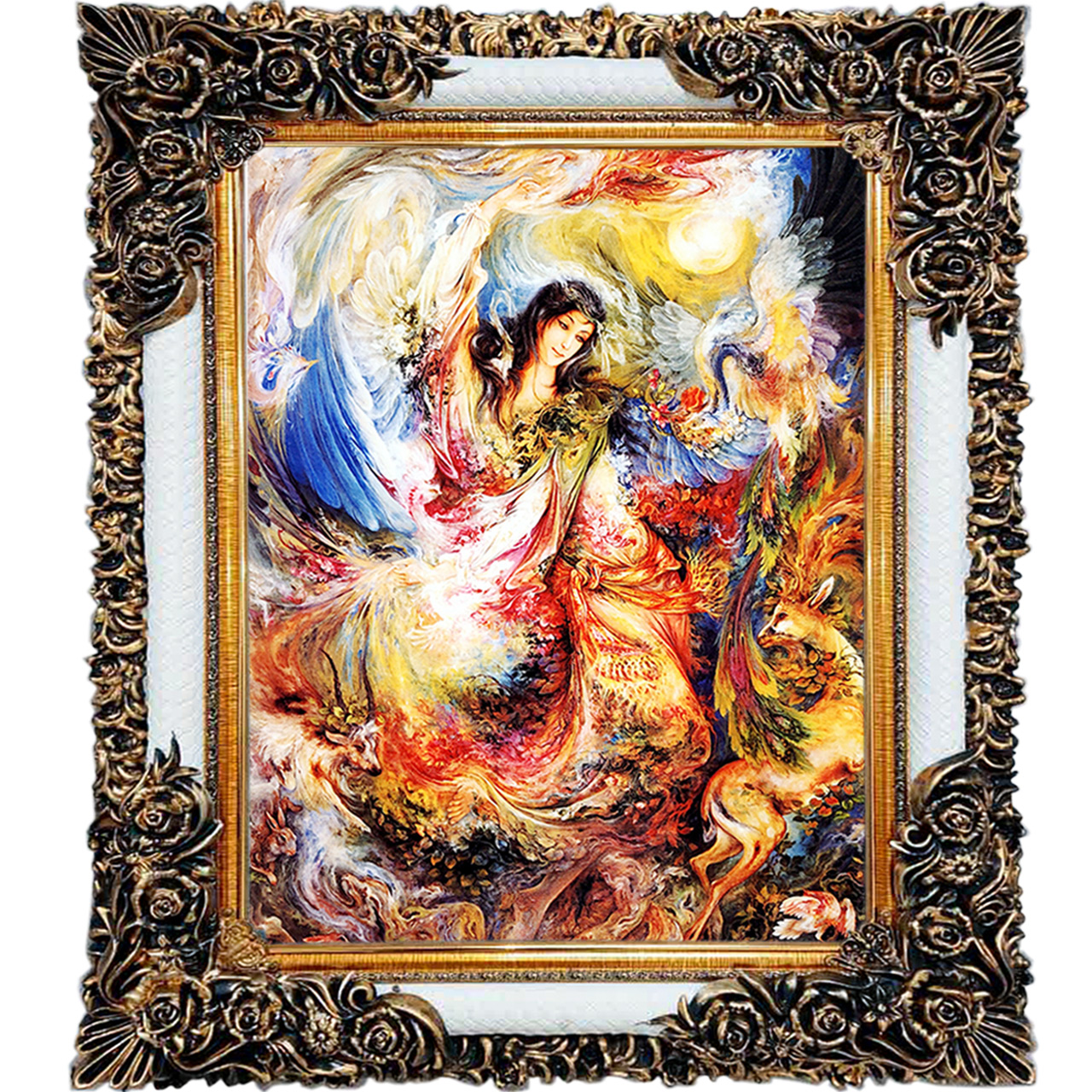 تابلو فرش چاپی طرح مینیاتوری کد 16007 سایز 70×100 سانتی متری