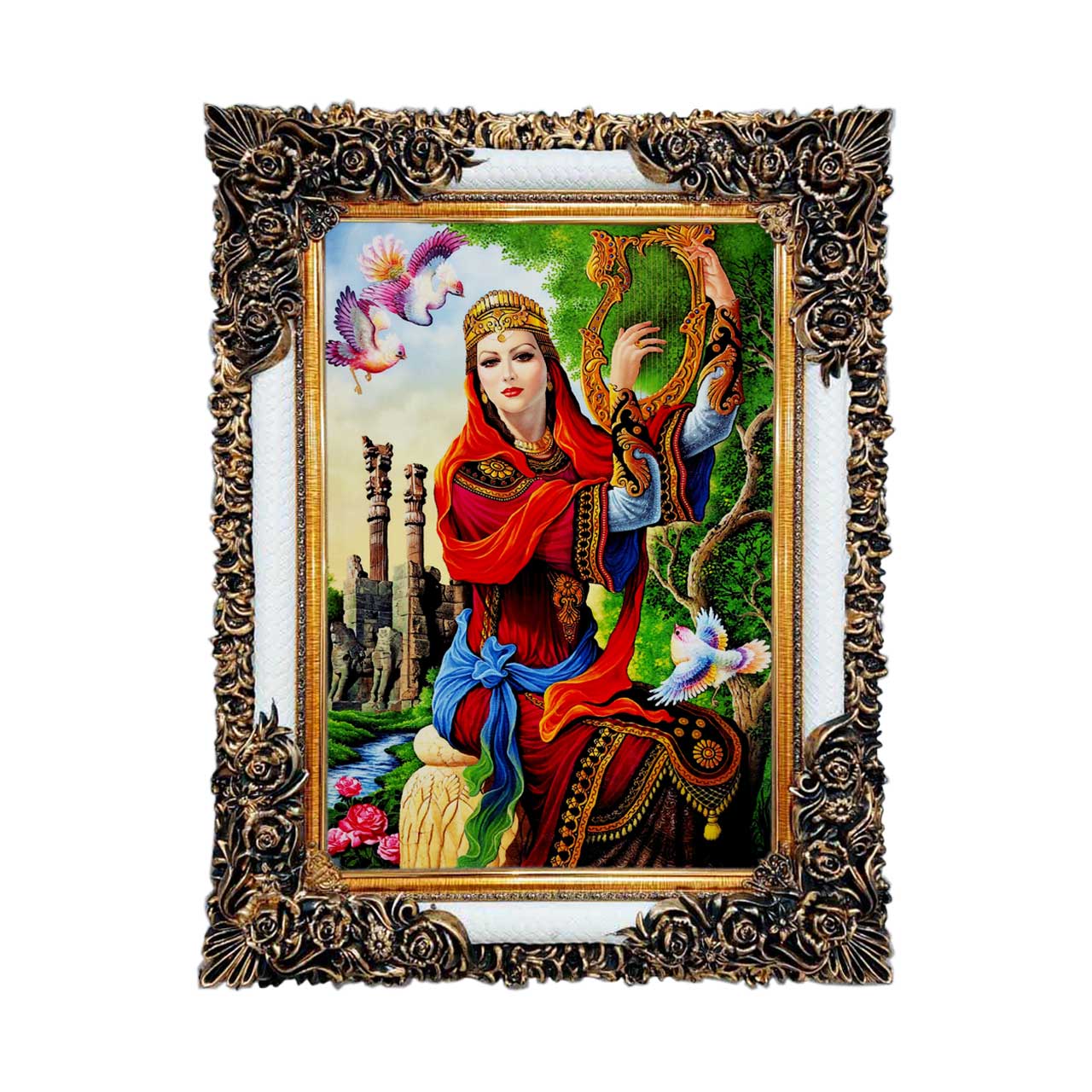 تابلو فرش چاپی طرح هخامنش کد 13002 سایز 50×50 سانتی متری