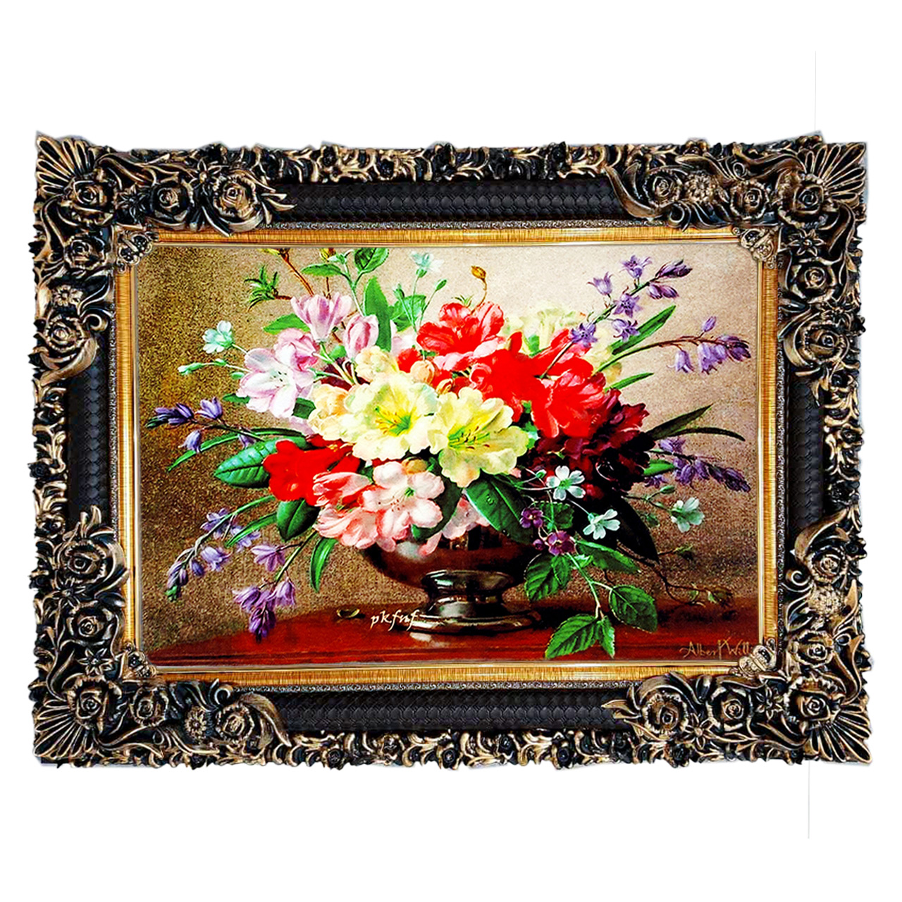 تابلو فرش چاپی طرح گل کد 12018 سایز 70×50 سانتی متری