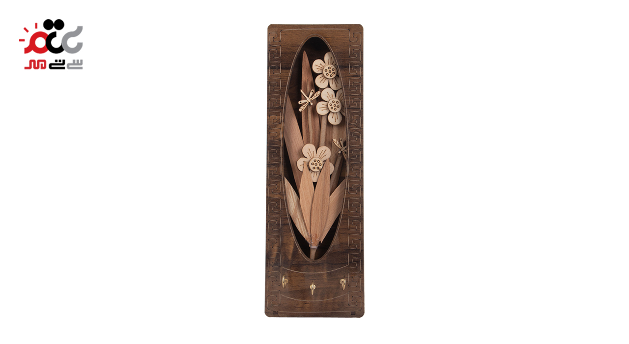 جا کلیدی چوبی طرح قاب گل ستونی