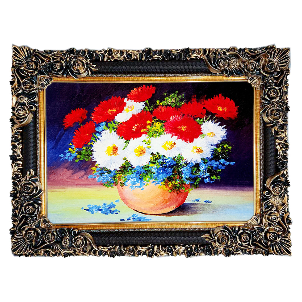 تابلو فرش چاپی طرح گل کد 12014 سایز 70×50 سانتی متری