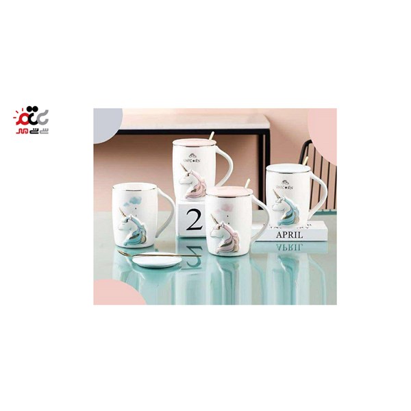 ماگ سرامیکی مدل قاشق استیل طرح یونیکورن کد 7