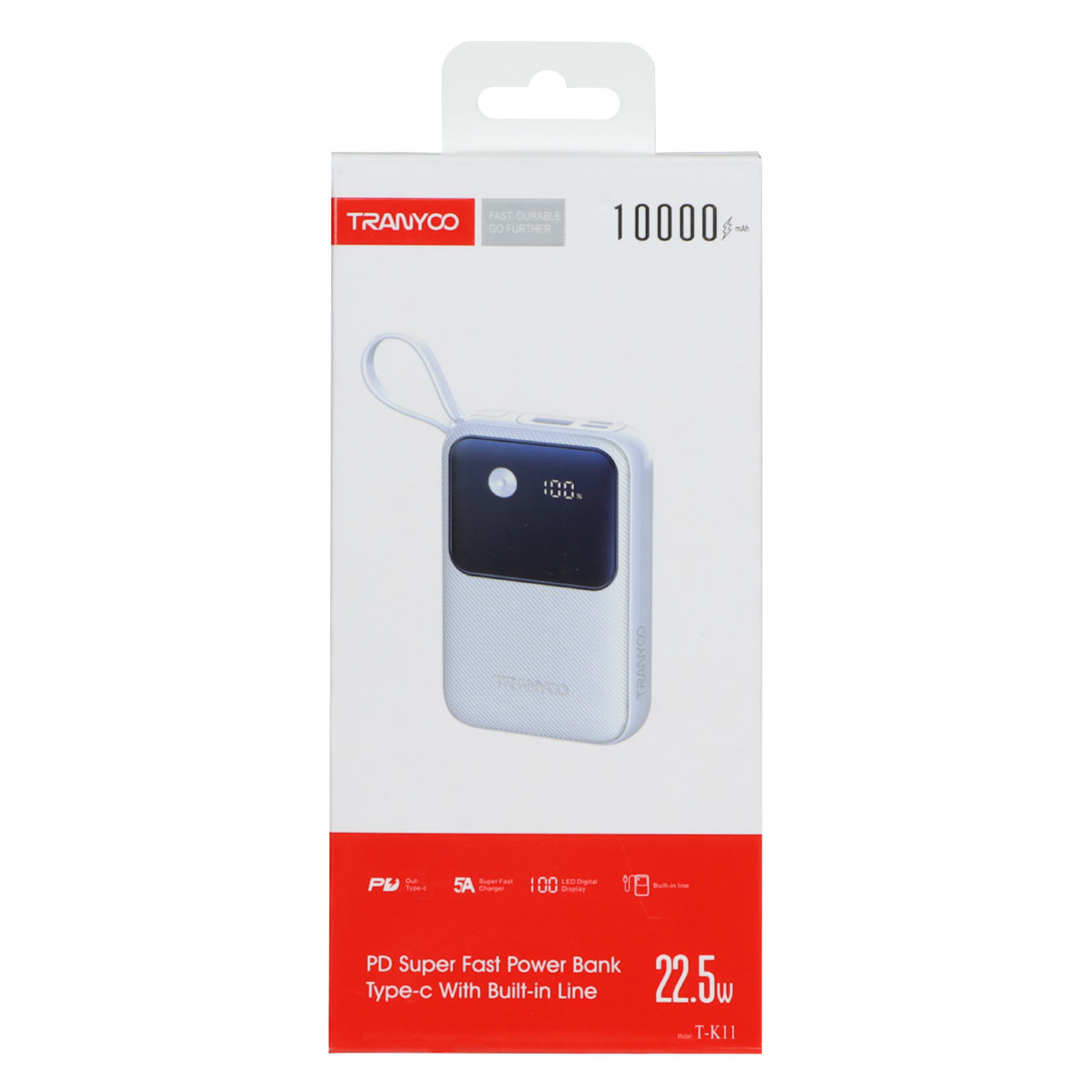 پاوربانک (PD و فست شارژ) Tranyoo 22.5W 10000mAh مدل T-K11 - سفید