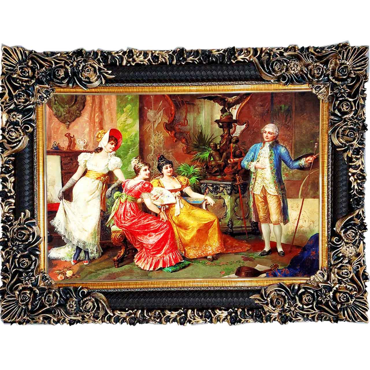 تابلو فرش چاپی طرح دوشیزه کد 11046 سایز 100×70 سانتی متری