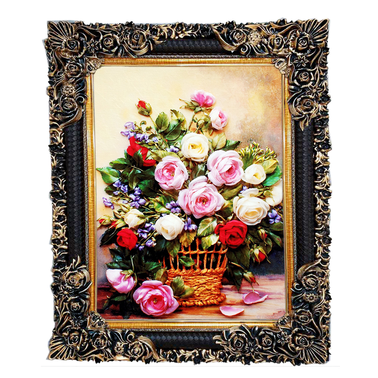 تابلو فرش چاپی طرح گل کد 12308 سایز 70×50 سانتی متری