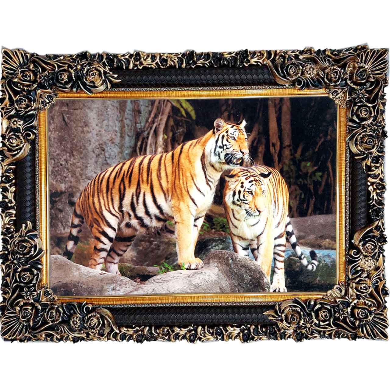 تابلو فرش چاپی طرح ببر کد 14069 سایز 100×70 سانتی متری