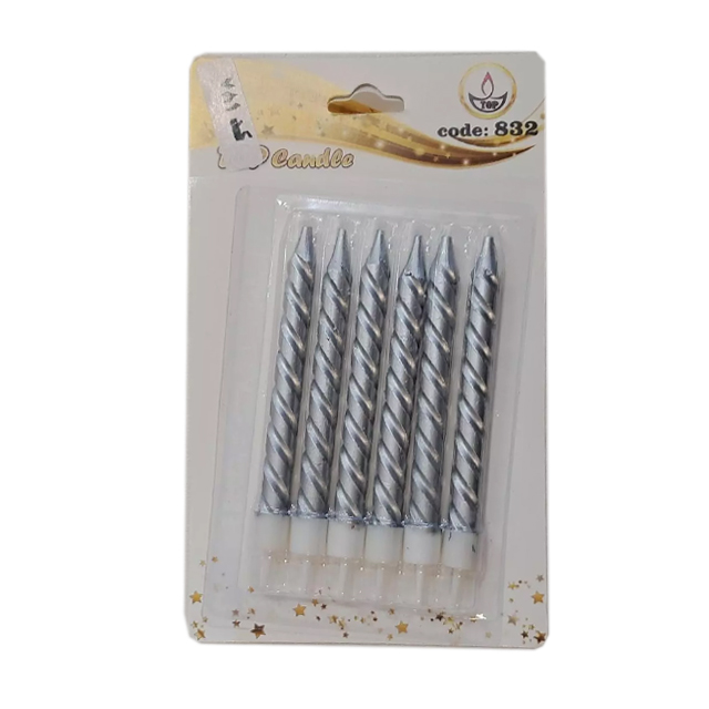 شمع تولد تاپ کندل مدل مداد پیچی بسته 6 عددی کد 832