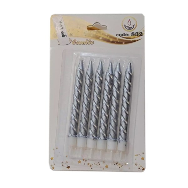 شمع تولد تاپ کندل مدل مداد پیچی بسته 6 عددی کد 832