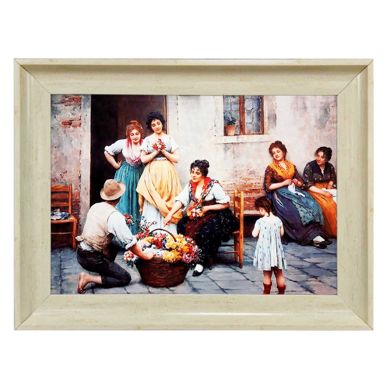 تابلو فرش چاپی طرح دهکده کد 11010 سایز 70×50 سانتی متری