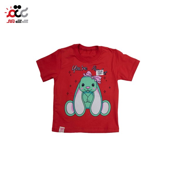 ست تیشرت و شلوارک دخترانه قرمز طرح خرگوش سایز 40
