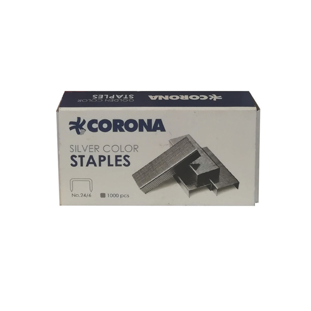 سوزن منگنه کرونا نقره ای سایز 24/6 بسته 1000 عددی