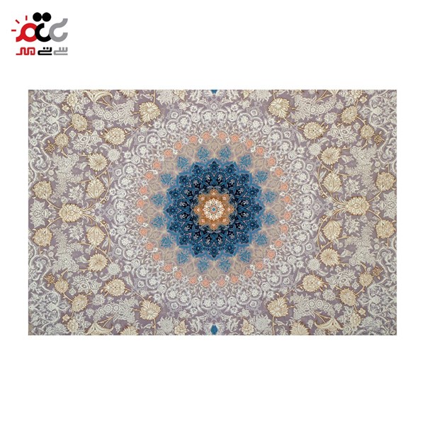 فرش ماشینی طرح آلما نقره ای حاشیه نقره ای