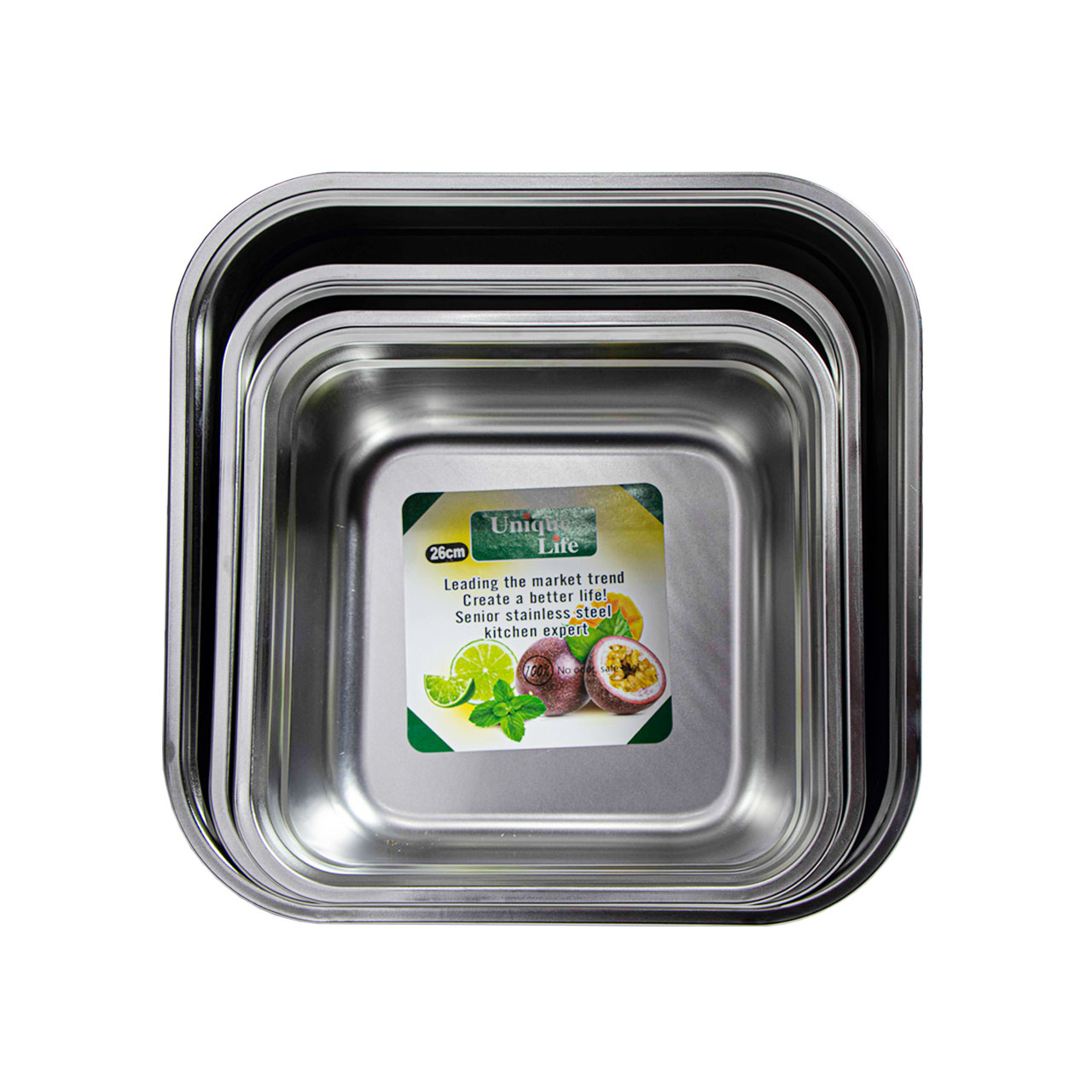 سرویس لگن 3 تکه استیل یونیک لایف مدل چهار گوش