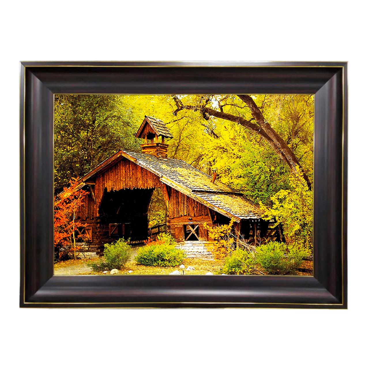 تابلو فرش چاپی طرح کلبه کد 10195 سایز 60×40 سانتی متری