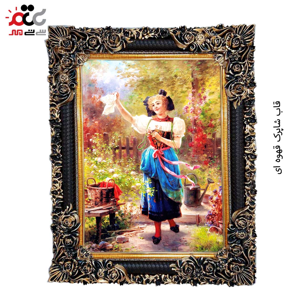 تابلو فرش چاپی طرح دختر کد 11300 سایز 50×50 سانتی متری