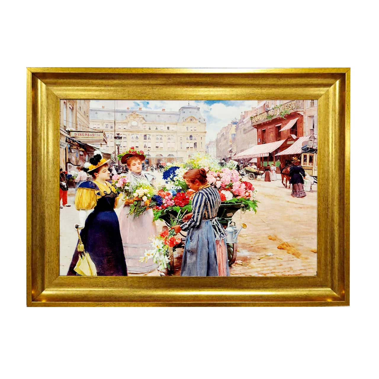 تابلو فرش چاپی طرح گل فروش کد 11060 سایز 50×50 سانتی متری