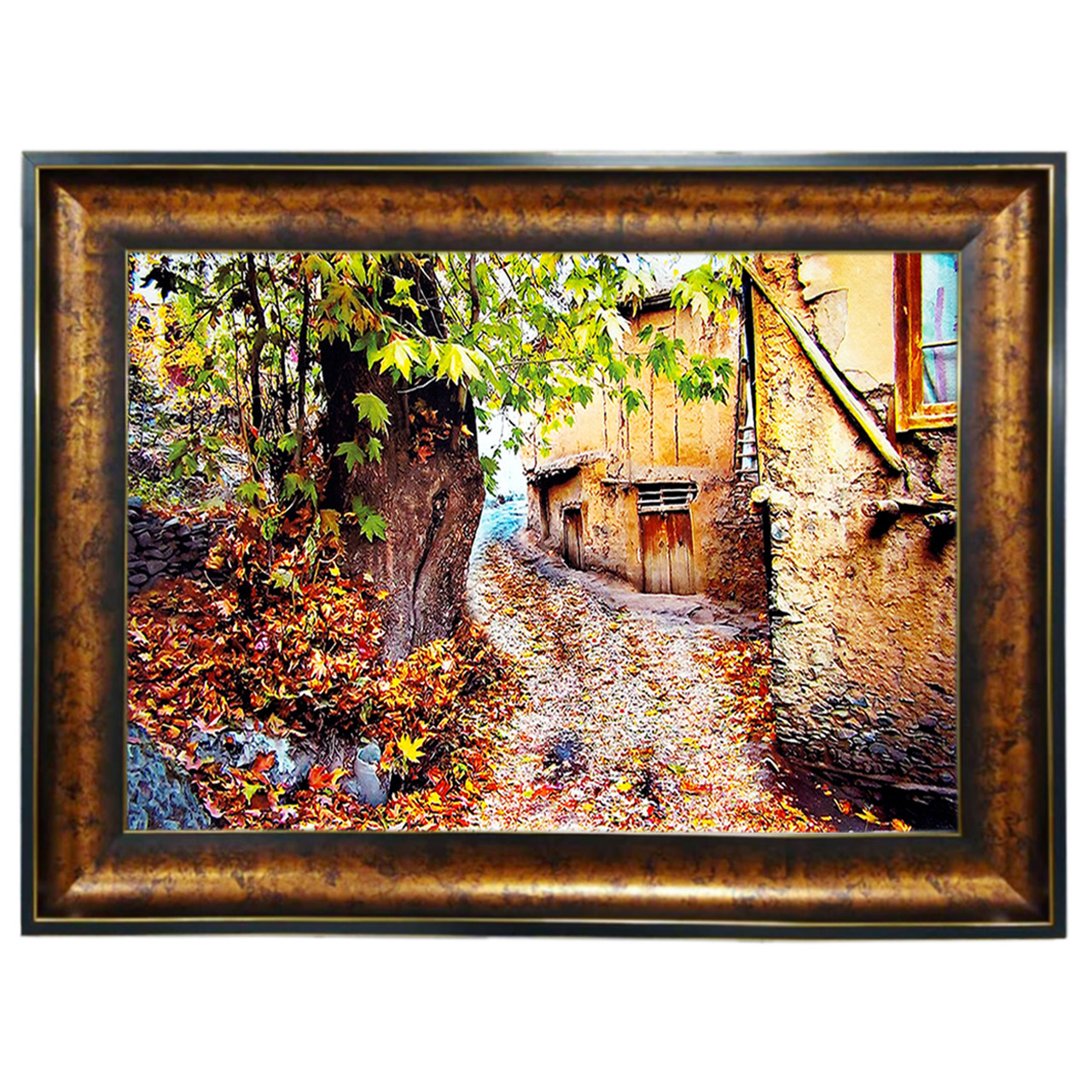 تابلو فرش چاپی طرح کوچه باغ کد 10073 سایز 100×50 سانتی متری