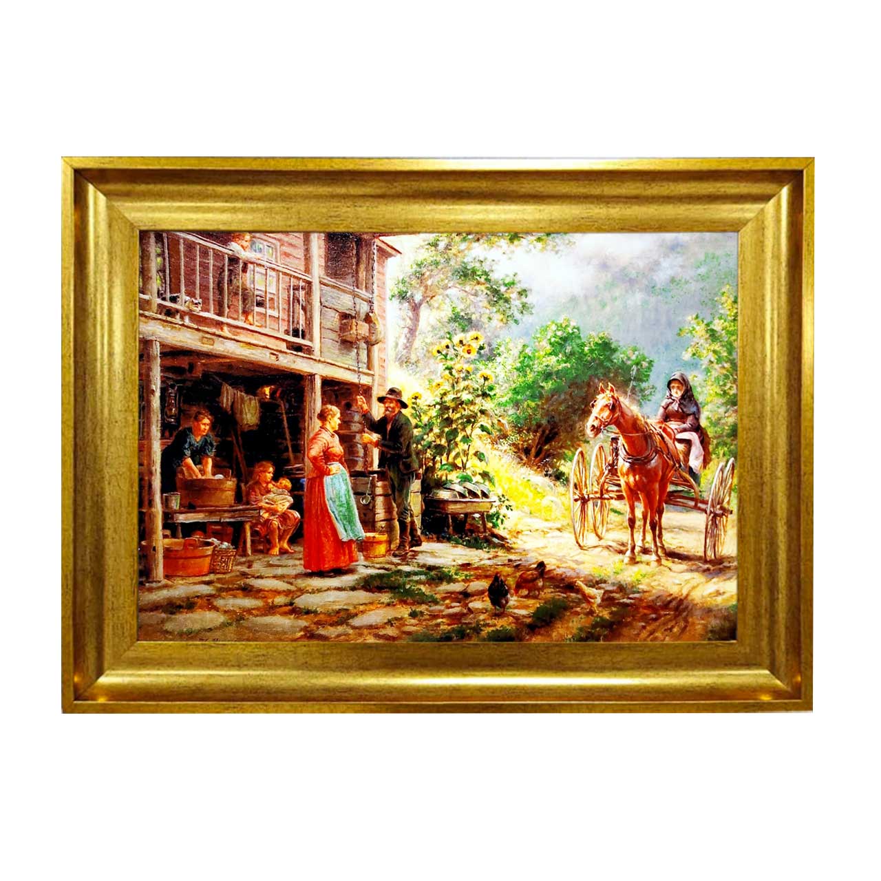 تابلو فرش چاپی طرح دهکده کد 11066 سایز 50×50 سانتی متری