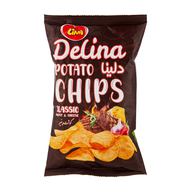 چیپس لینا مدل دلینا با طعم گوشت و پنیر 52 گرمی
