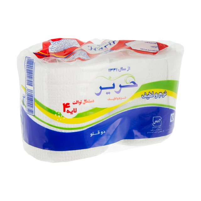 دستمال توالت دو قلو حریر بسته 2 عددی
