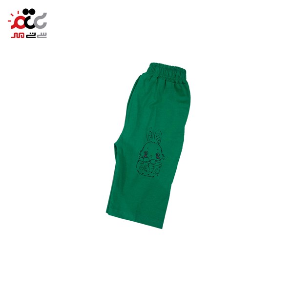ست تیشرت و شلوارک بچه گانه سبز طرح خرگوش سایز 35