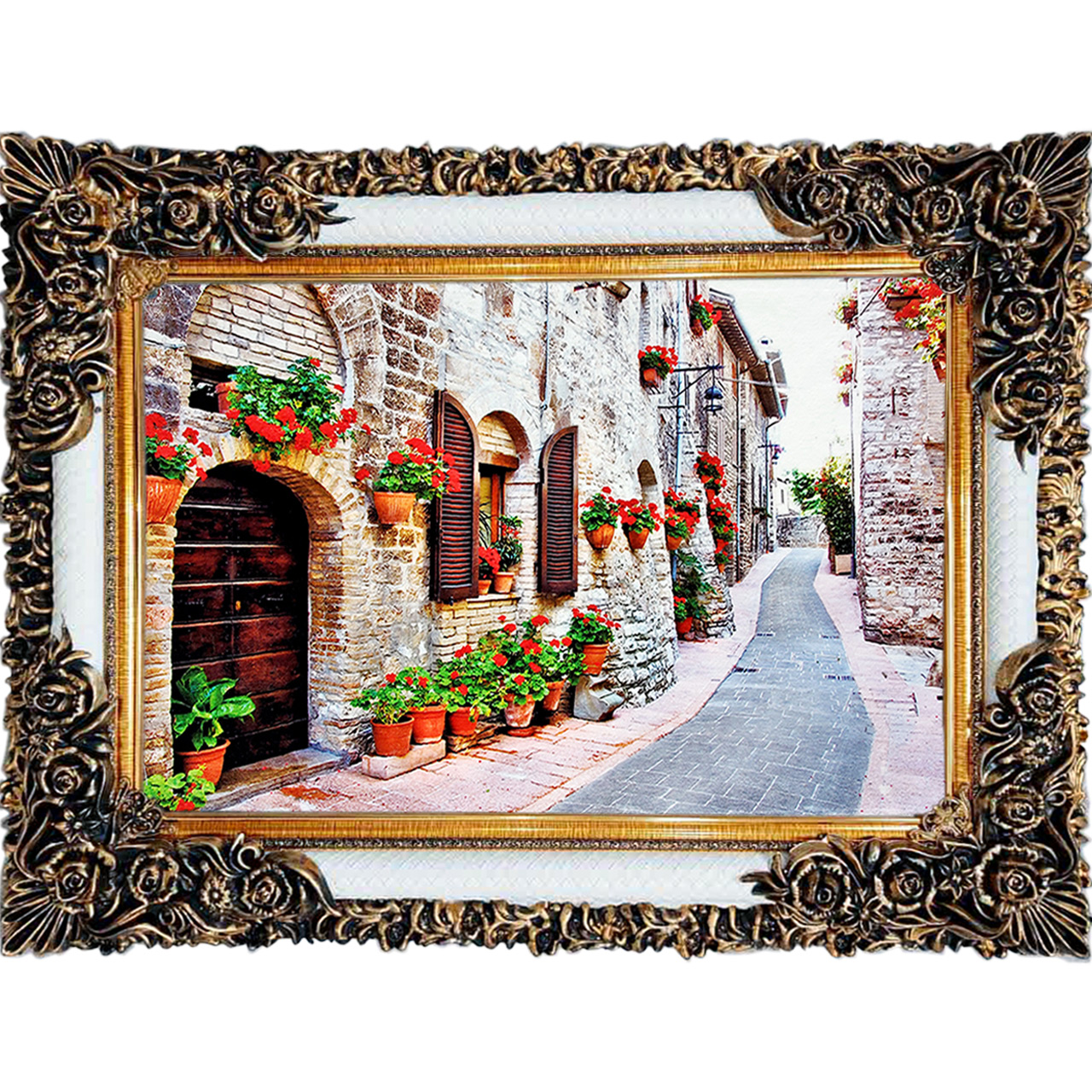 تابلو فرش چاپی طرح کوچه زیبا کد 10260 سایز 100×70 سانتی متری