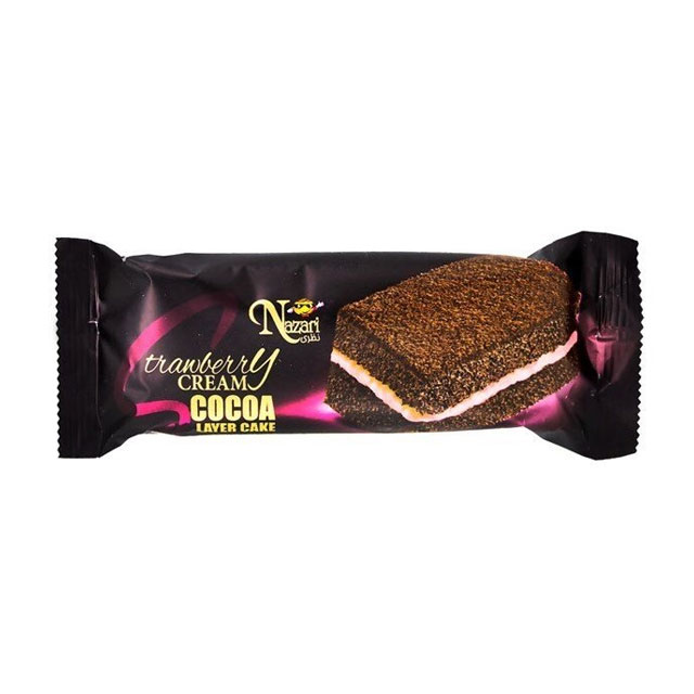 کیک کاکائویی با کرم توت فرنگی نظری 65 گرمی