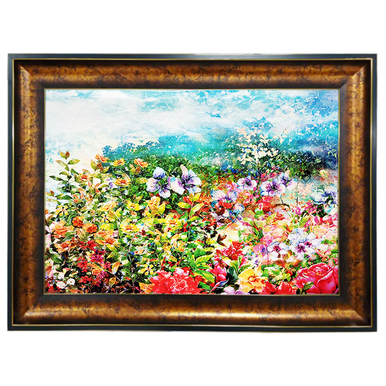 تابلو فرش چاپی طرح گل کد 12030 سایز 100×50 سانتی متری