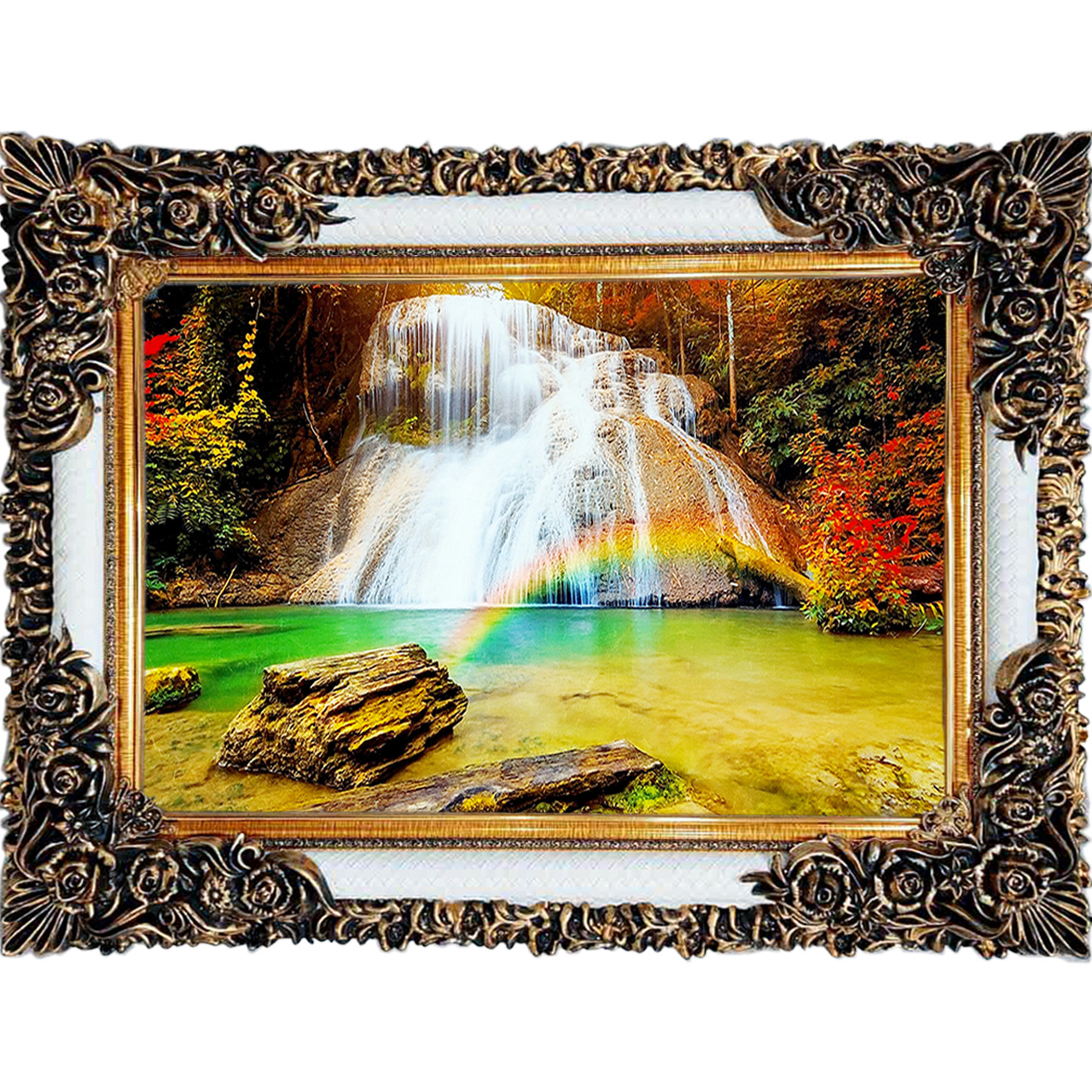 تابلو فرش چاپی طرح آبشار کد 10231 سایز 100×70 سانتی متری