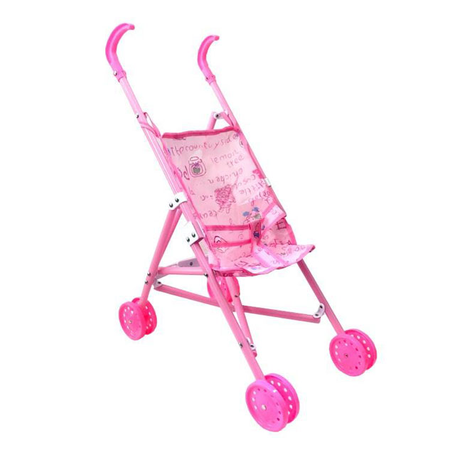 کالسکه اسباب بازی پلاستیکی صورتی مدل تاشو