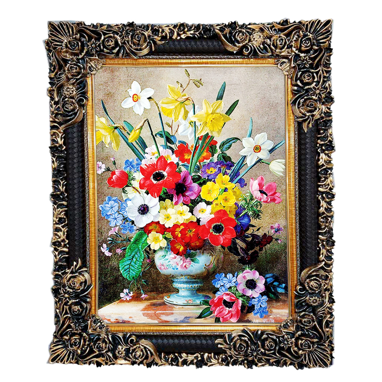 تابلو فرش چاپی طرح گل کد 12306 سایز 70×50 سانتی متری