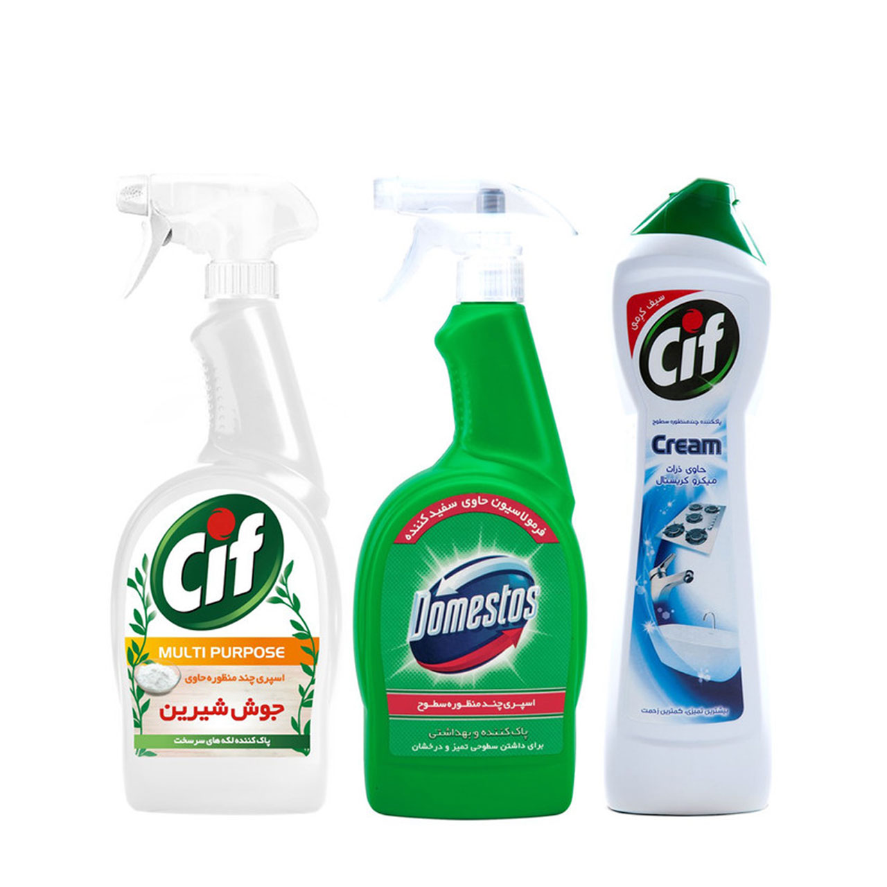 مجموعه اسپری جوش شیرین و پاک کننده کرمی سیف و اسپری چند منظوره دامستوس 750 میلی لیتری