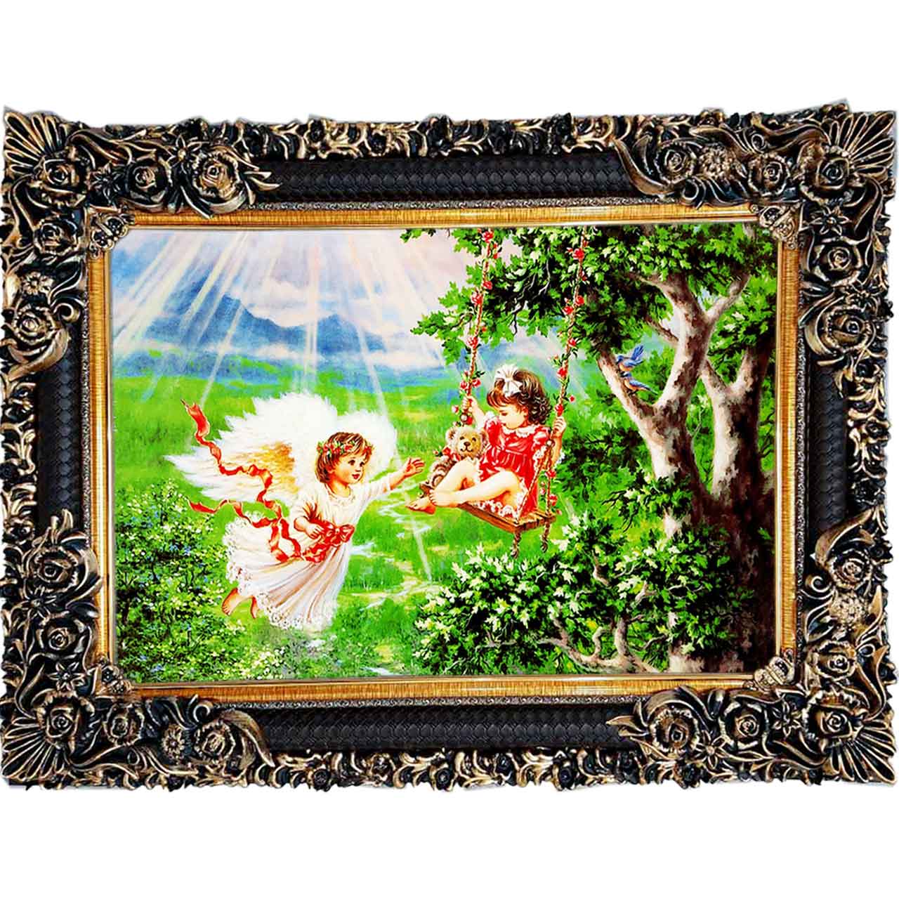 تابلو فرش چاپی طرح بهشت کد 13322 سایز 100×70 سانتی متری