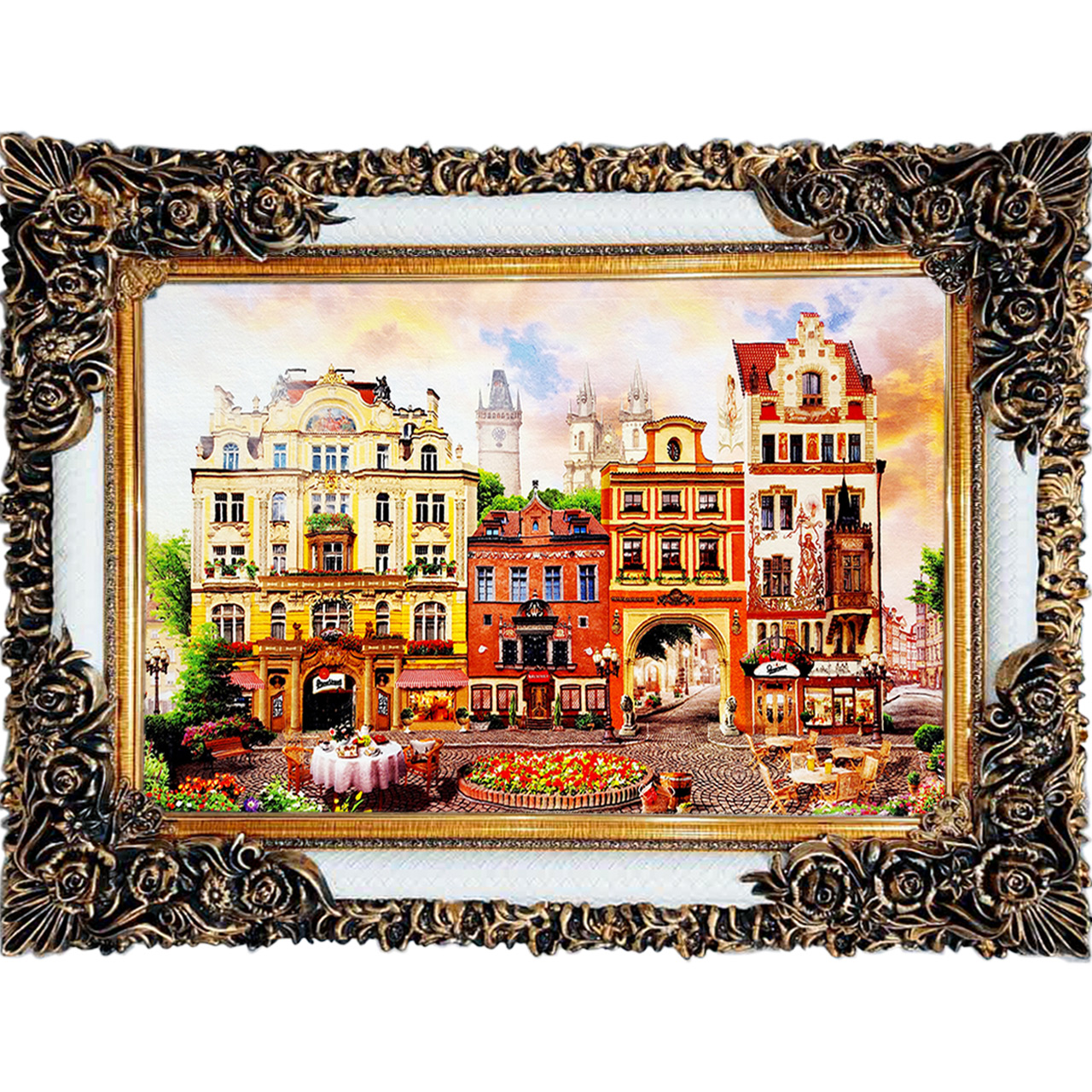 تابلو فرش چاپی طرح شهر کد 10071 سایز 100×70 سانتی متری