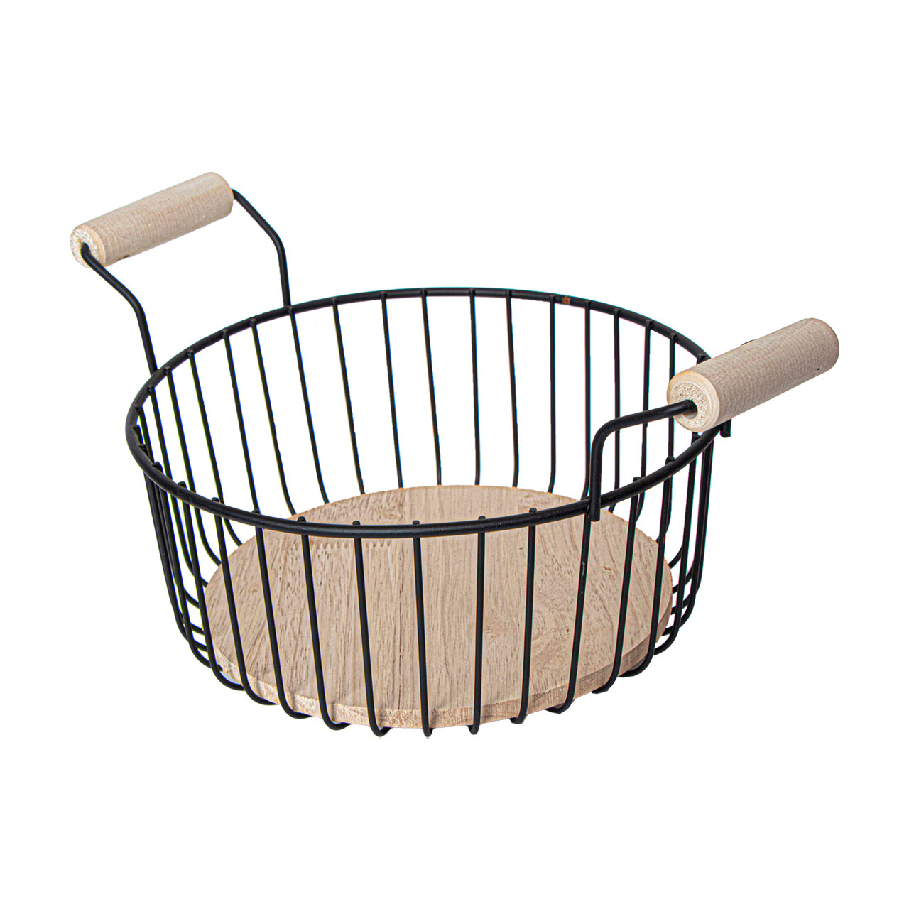 سبد میوه مدل دسته چوبی طرح گرد