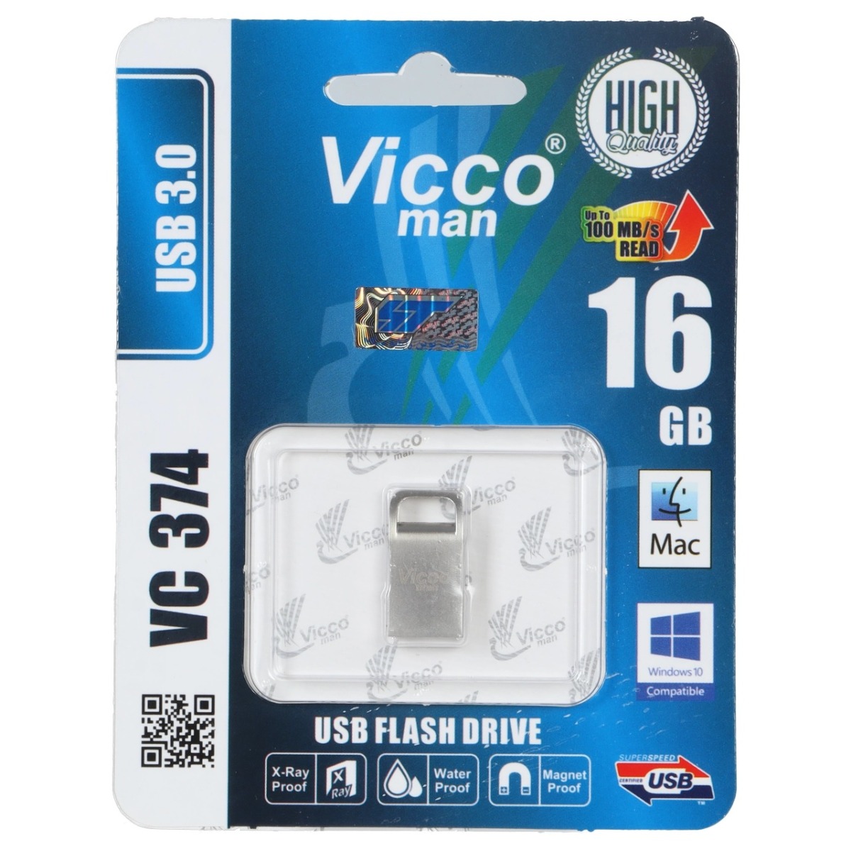 (گارانتی مادام العمر رایانه نوین سگال) نقره ای Vicco man VC374 S USB3.0 Flash Memory - 16GB
