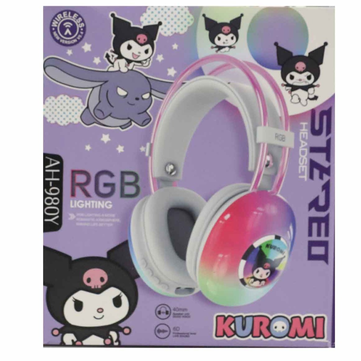 هدفون فانتزی بی سیم Kuromi مدل AH-980Y - طوسی سبز