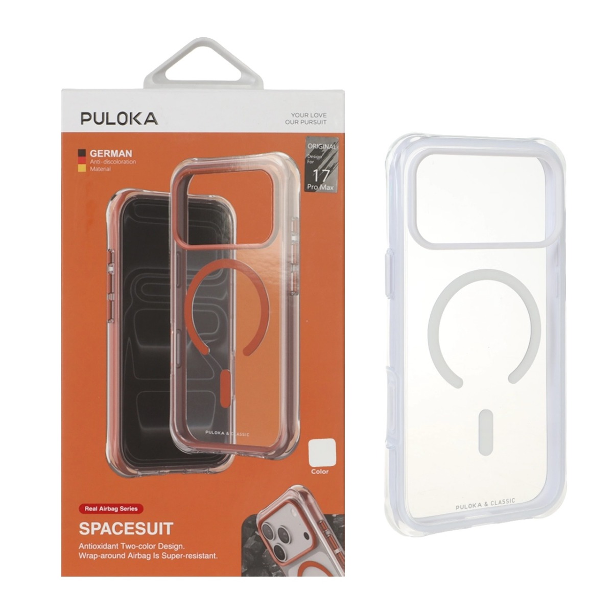 قاب اورجینال Puloka شفاف Spacesuit پشت سخت MagSafe مدل Apple iPhone 17 Pro Max - سفید (پک دار)