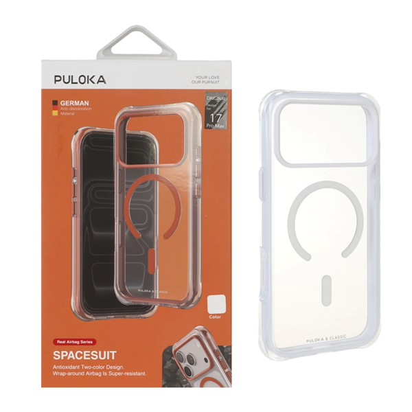 قاب اورجینال Puloka شفاف Spacesuit پشت سخت MagSafe مدل Apple iPhone 17 Pro Max - سفید (پک دار)