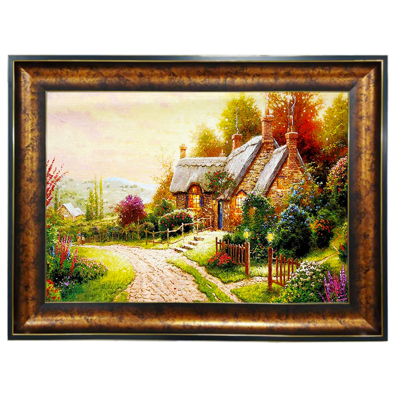 تابلو فرش چاپی طرح کلبه کد 10027 سایز 100×50 سانتی متری