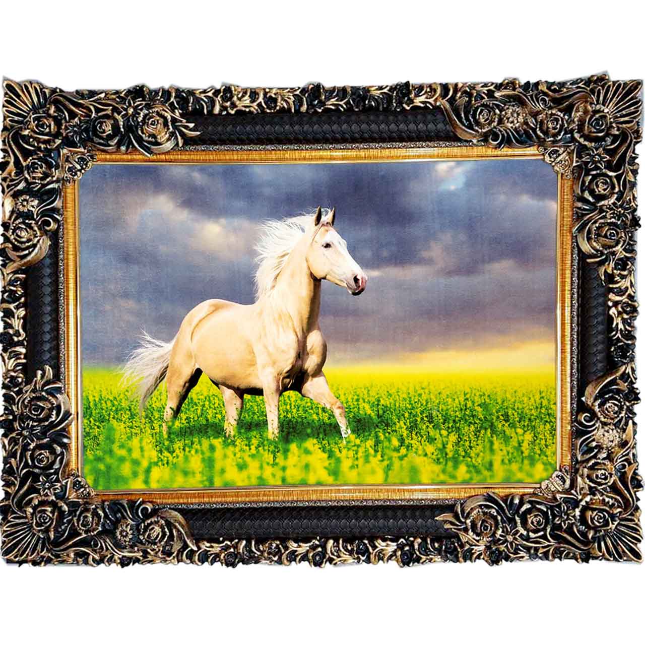 تابلو فرش چاپی طرح اسب کد 14010 سایز 100×70 سانتی متری