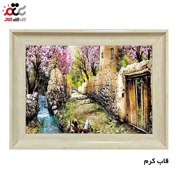 تابلو فرش چاپی طرح کوچه باغ کد 10015 سایز 100×70 سانتی متری