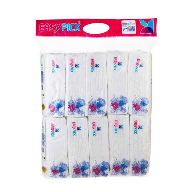 دستمال کاغذی اقتصادی ایزی پیک 100 برگ دو لایه بسته 10 عددی